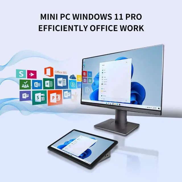 Alt view image 4 of 6 - HIGOLEPC Mini PC,10.1 Inch Touchscreen Windows 11 Pro Mini Computer,Intel Celeron J4125 8GB RAM/128GB ROM,Dual R232 HDMI,BT 5.2,WiFi 5.0,Type-C,Support Auto-Boot.