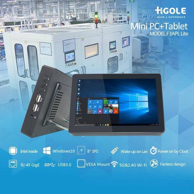 Alt view image 5 of 6 - HIGOLE F3 APL MINI PC TABLET: 8" WINDOWS 10, INTEL N3350, HDMI, 4GB RAM, 64GB, INDUSTRIAL ALL-IN-ONE