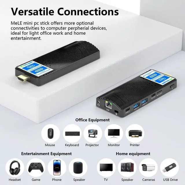 Alt view image 7 of 7 - HIGOLEPC Mini PC Windows 11 Pro Intel Celeron N4000 4GB/64GB,Micro Computer Stick PC USB PD3.0 and HDMI 4K Gigabit Ethernet,WiFi 5.0,BT 4.2, Mini Computer on Business Office Media Home