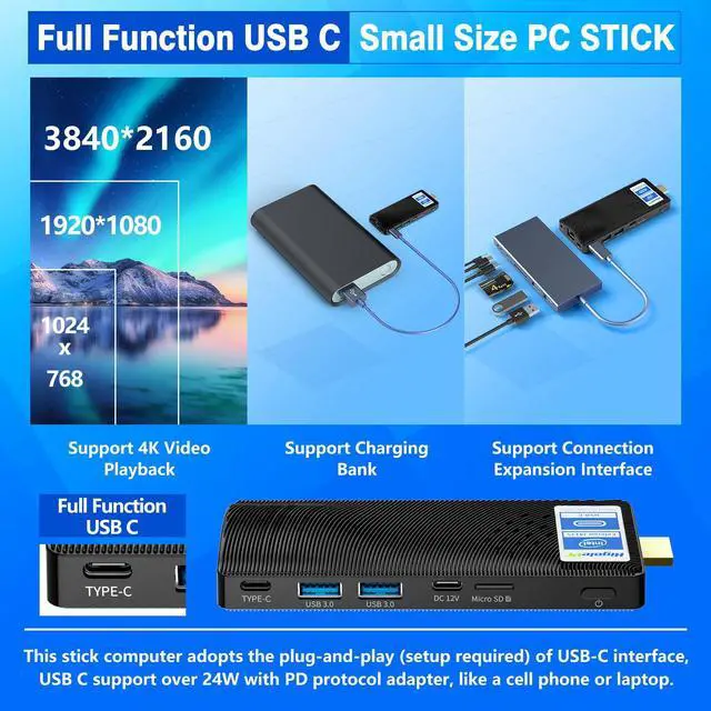 Alt view image 5 of 6 - HIGOLEPC Mini PC - Intel Celeron J4105, Windows 11 Pro, 8GB/128GB, USB PD3.0, HDMI 4K, Gigabit Ethernet, WiFi 5.0, BT 5.2 | Ideal for Business, Office, Media, and Home Use