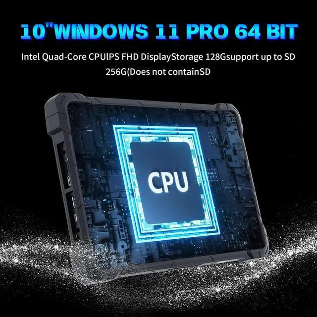 Alt view image 3 of 7 - HIGOLEPC  Rugged Windows Tablet 10.1" FHD Sunlight Readable, Windows 10 Pro, 4G LTE GPS, Intel Quad-Core - 8GB RAM/128 GB ROM - IP67 Waterproof