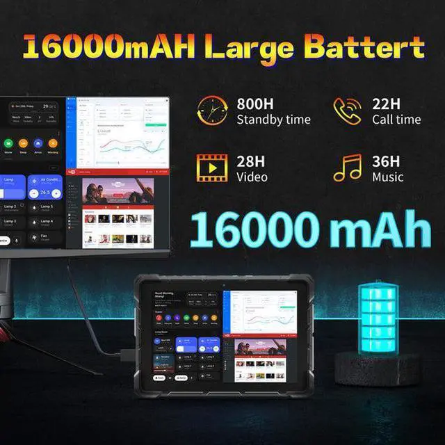 Alt view image 5 of 6 - HIGOLEPC F9A: Intel N100 16GB+256GB Rugged Tablet with Windows 11 Pro, 4G LTE, GPS, NFC, and 16000mAh Large Capacity Battery for Enhanced Performance and Connectivity