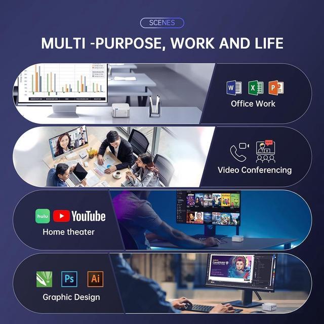 Alt view image 5 of 6 - Higole Gole 2 Pro 5.5'' Mini PC Windows 11 Pro Intel Celeron N5095 WiFi 5 BT5.0 16GB LPDDR4 256GB eMMC 2500mAh Battery Dual 4K Video Output Mini PC with Screen Mini Computer With Fan Gigabit Ethernet