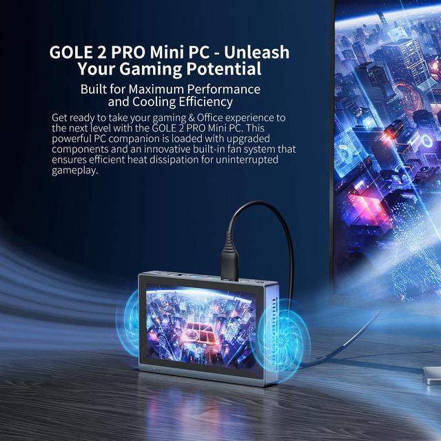 Alt view image 4 of 6 - Higole Gole 2 Pro 5.5'' Mini PC Windows 11 Pro Intel Celeron N5095 WiFi 5 BT5.0 16GB LPDDR4 256GB eMMC 2500mAh Battery Dual 4K Video Output Mini PC with Screen Mini Computer With Fan Gigabit Ethernet