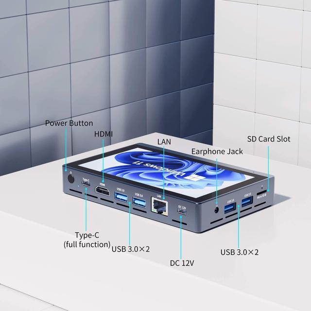 Alt view image 6 of 6 - Higole Gole 2 Pro 5.5'' Mini PC Windows 11 Pro Intel Celeron N5095 WiFi 5 BT5.0 16GB LPDDR4 256GB eMMC 2500mAh Battery Dual 4K Video Output Mini PC with Screen Mini Computer With Fan Gigabit Ethernet