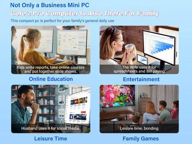 Alt view image 6 of 6 - Higolepc Gole 2 Pro 5.5'' Mini PC Windows 11 Pro Intel Celeron N5095 WiFi 5 BT5.0 8GB LPDDR4 256GB eMMC 2500mAh Battery Dual 4K Video Output Mini PC with Screen Mini Computer With Fan Gigabit Ethernet