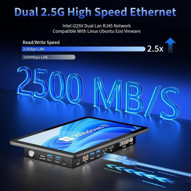Alt view image 3 of 6 - HIGOLEPC 10.1" Industrial Touch Panel PC Windows 11 Pro 10-Point Touch 8GB RAM 128GB ROM Dual HDMI 2.0 WiFi 5  BT 5.0