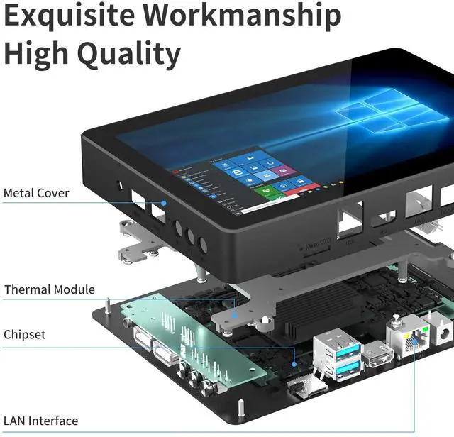 Alt view image 5 of 7 - HIGOLEPC F3APL-8: Industrial All-in-One Mini PC Tablet | 8" Display, Intel N4200, 4GB RAM, 64GB Storage, Windows 10