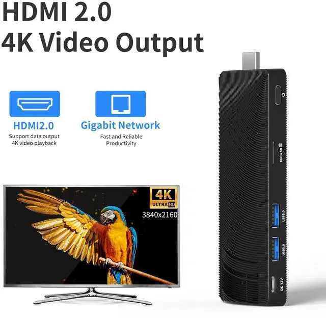 Alt view image 7 of 7 - HIGOLEPC Mini PC Stick Fanless, Micro Computer Stick Pentium N4200 4GB 64GB eMMC (1.1 GHz), Small PC, USB3.0 X 2 Gigabit Ethernet 4K 60Hz, WiFi BT 5.0 HDMI 2.0 for Business Industrial IOT Media, Offic