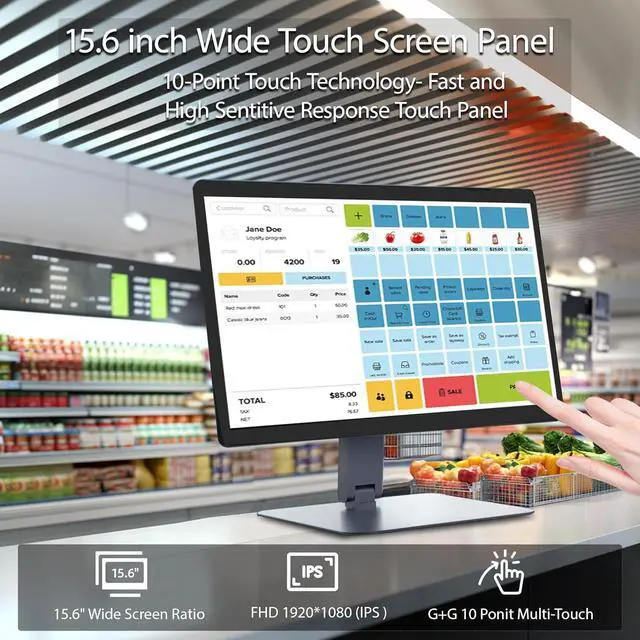Alt view image 5 of 7 - HIGOLEPC 15.6" Fanless Industrial Panel PC - Android 12 Touchscreen Computer, Rugged RK3399 Tablet with Pivoting VESA Mount, 4GB RAM 64GB ROM, 1080P IPS, Gigabit Ethernet, USB 3.0, Type-C
