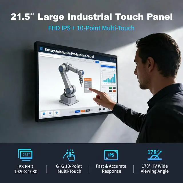 Alt view image 2 of 7 - HIGOLEPC 21.5" All in One Tablet Panel PC Win11 Pro, N100 Fanless Industrial Touchscreen Monitor Computer, 8GB RAM 128GB ROM, 1920 * 1080 IPS, USB3.2 * 2, USB2.0 * 2, LAN*2, HDMI2.0, Type-C3.1