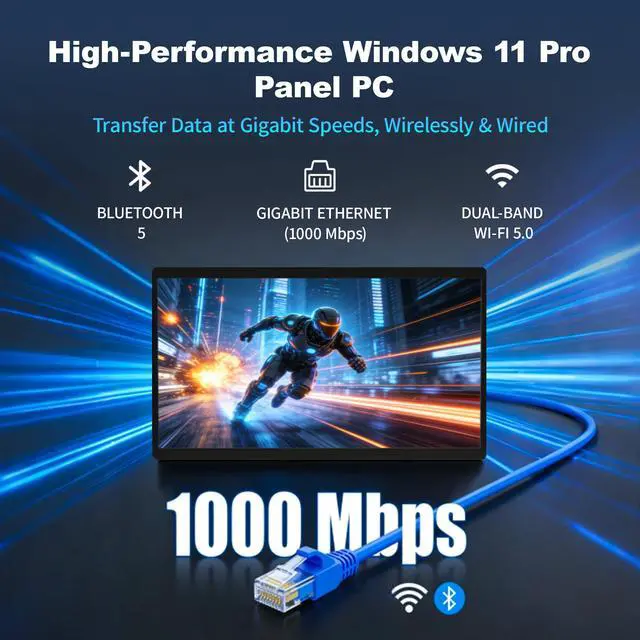 Alt view image 4 of 7 - HIGOLEPC 21.5" All in One Tablet Panel PC Win11 Pro, N100 Fanless Industrial Touchscreen Monitor Computer, 8GB RAM 128GB ROM, 1920 * 1080 IPS, USB3.2 * 2, USB2.0 * 2, LAN*2, HDMI2.0, Type-C3.1
