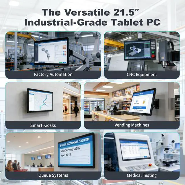 Alt view image 3 of 7 - HIGOLEPC 21.5" All in One Tablet Panel PC Win11 Pro, N100 Fanless Industrial Touchscreen Monitor Computer, 8GB RAM 128GB ROM, 1920 * 1080 IPS, USB3.2 * 2, USB2.0 * 2, LAN*2, HDMI2.0, Type-C3.1