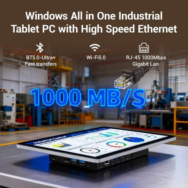 Alt view image 2 of 7 - HIGOLEPC All-in-One Industrial 13.3 Inch Touchscreen Panel PC, Celeron N5095 FHD IPS Display Win11 Pro, 8GB RAM, 128GB Storage, 4X USB 3.0, 2X RS232, Gigabit LAN, HDMI and Type-C