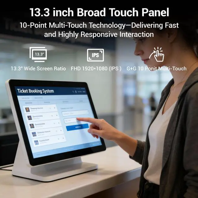 Alt view image 7 of 7 - HIGOLEPC All-in-One Industrial 13.3 Inch Touchscreen Panel PC, Celeron N5095 FHD IPS Display Win11 Pro, 8GB RAM, 128GB Storage, 4X USB 3.0, 2X RS232, Gigabit LAN, HDMI and Type-C