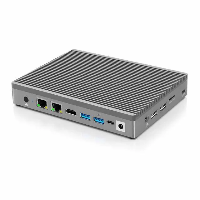 Main image of Fanless Mini PC with Intel N100, 16GB DDR4 512GB eMMC, Dual 2.5G Ethernet Mini Computer, WiFi 5, Bluetooth 5.0, HDMI 2.0, Full-Function USB-C, 4 USB Ports, PXE/WOL, Windows 11 Pro