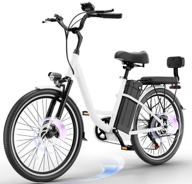 Tomofree 24" City Cruiser Electric Bike for Adults, 500W Ebike 48V 20Ah Electric Bicycle, Step-through Electric Bike, 20mph Electric Commuter Bike for Adults, Vintage Style E Bike for Women, Man