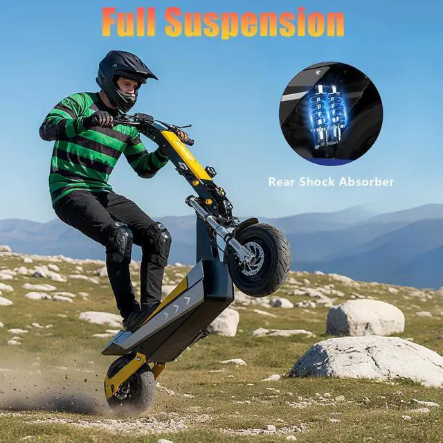 Alt view image 4 of 7 - Tomofree 60V Electric Scooter Adults, 6000W Dual Motor Escooter Top Speed 50MPH,35Ah Battery 55 Miles Range , 11" Off-Road, Tires Foldable Fast E-Scooter, Scooter for Mountains, Full Suspension