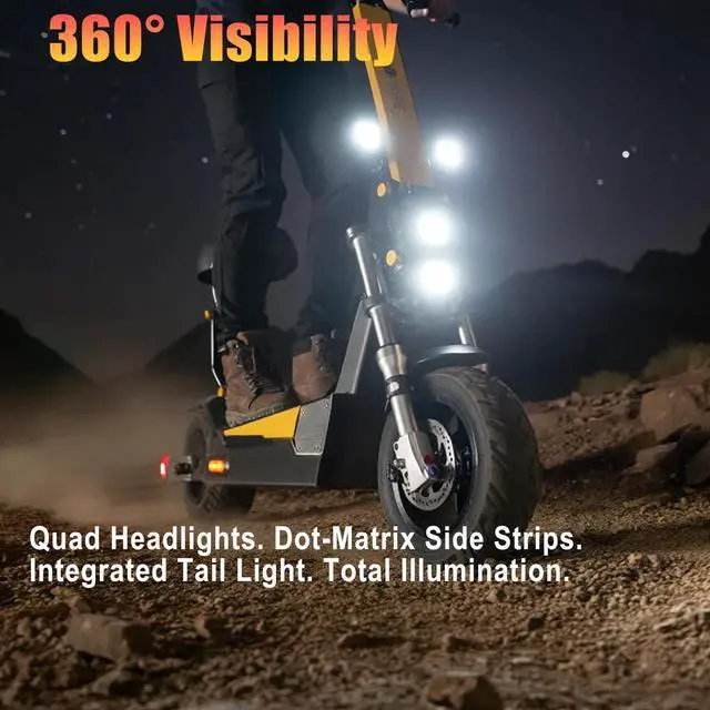 Alt view image 6 of 7 - Tomofree 60V Electric Scooter Adults, 6000W Dual Motor Escooter Top Speed 50MPH,35Ah Battery 55 Miles Range , 11" Off-Road, Tires Foldable Fast E-Scooter, Scooter for Mountains, Full Suspension