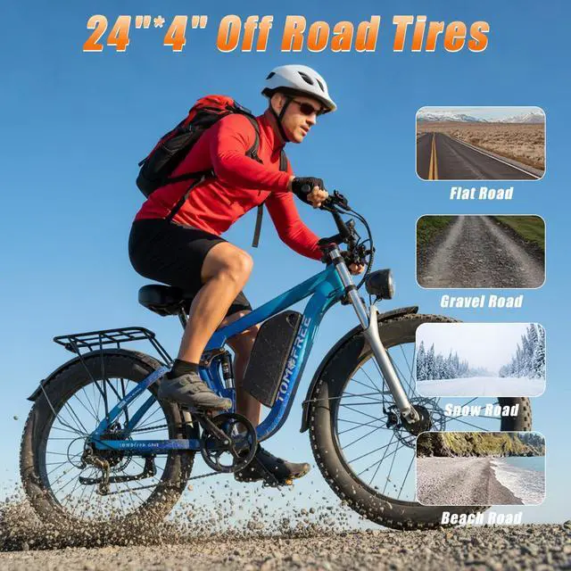 Alt view image 7 of 7 - Tomofree Dual Motor Electric Bike for Adults, 52V 5800W Peak Ebike Electric Mountain Bike, 46MPH 7 Speed, Up to 75 Miles Range,1664Wh Battery, 24" Off Road Tires Mountain E bike, Full Suspension