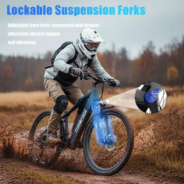 Alt view image 4 of 7 - Tomofree 26" Electric Bike for Adults, 21-Speed E Mountain Bike,1200W Peak 24MPH E bike, Up to 30 Miles Range 37V Battery E-MBT, Electric Bicycle for Commuter