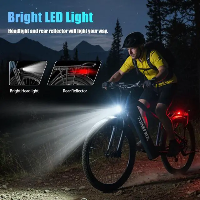 Alt view image 6 of 7 - Tomofree 26" Electric Bike for Adults, 21-Speed E Mountain Bike,1200W Peak 24MPH E bike, Up to 30 Miles Range 37V Battery E-MBT, Electric Bicycle for Commuter