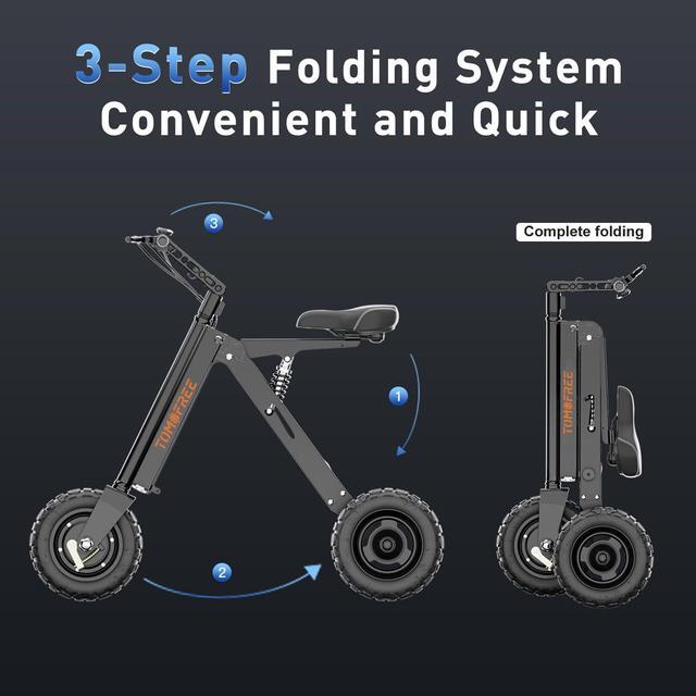 Alt view image 6 of 7 - 3 Wheel Electric Scooter for Adults with Seat, Powered Mobility Scooter for Seniors, 15 Mph & 18 Miles Long Range, Foldable Mini Trick Tricycle with LED Display, 330 lbs Weight Capacity