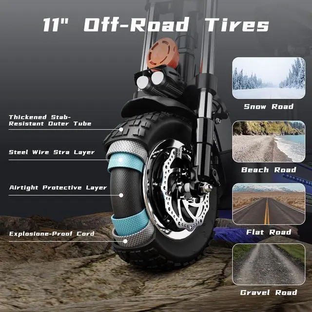 Alt view image 6 of 7 - Electric Scooter for Adults, 2400W Dual Motor, 40MPH 40Miles Long Range Commuter E Scooters with Seat, 11" Tires, 48V 20AH Adult Electric Scooters for Outdoors and Travel