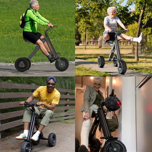 Alt view image 2 of 7 - 3 Wheel Electric Scooter for Adults with Seat, Powered Mobility Scooter for Seniors, 15 Mph & 18 Miles Long Range, Foldable Mini Trick Tricycle with LED Display, 330 lbs Weight Capacity