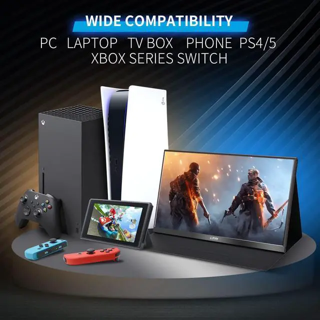Alt view image 4 of 7 - G-STORY 15.6 Portable Monitor, QLED 1080P Laptop Monitor, 100% sRGB Frameless Second Screen, USB C External Monitor Travel Mini HDMI Dual Speakers, Portable Gaming Monitor for PC Phone PS5 Xbox NS