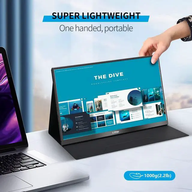 Alt view image 5 of 7 - G-STORY 15.6 Portable Monitor, QLED 1080P Laptop Monitor, 100% sRGB Frameless Second Screen, USB C External Monitor Travel Mini HDMI Dual Speakers, Portable Gaming Monitor for PC Phone PS5 Xbox NS
