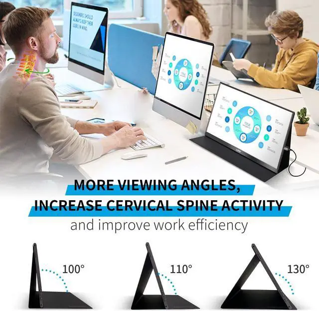 Alt view image 6 of 7 - G-STORY 15.6 Portable Monitor, QLED 1080P Laptop Monitor, 100% sRGB Frameless Second Screen, USB C External Monitor Travel Mini HDMI Dual Speakers, Portable Gaming Monitor for PC Phone PS5 Xbox NS