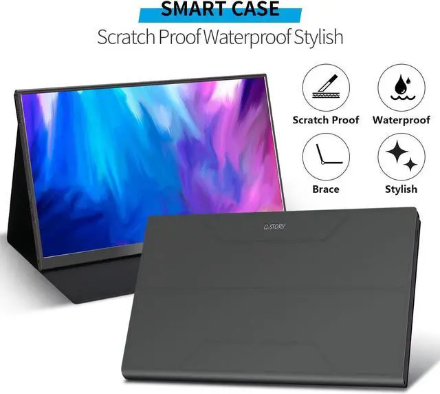 Alt view image 7 of 7 - G-STORY 15.6 Portable Monitor, QLED 1080P Laptop Monitor, 100% sRGB Frameless Second Screen, USB C External Monitor Travel Mini HDMI Dual Speakers, Portable Gaming Monitor for PC Phone PS5 Xbox NS