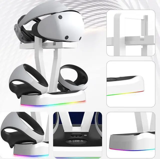 Alt view image 6 of 7 - G-STORY Controller Charging Dock for PSVR2,RGB Light base Vertical Charging Station with VR Headset Holder Display Stand,PS VR2 Charger for Sense Controller Accessories with Led Indicator Type-C Cable