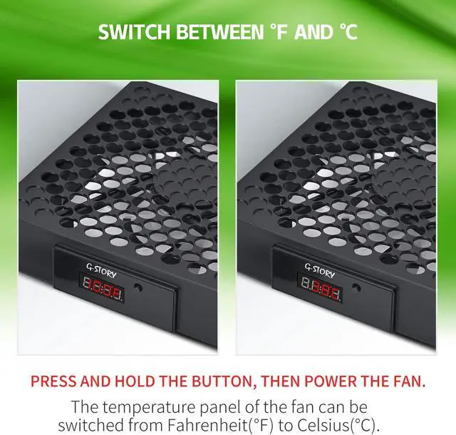 Alt view image 4 of 7 - G-STORY Cooling Fan for Xbox Series X with Automatic Fan Speed Adjustable by Temperature, LED Display, High Performance Cooling, Low Noise, 3 Speed 1500/1750/2000RPM (140MM) with RGB LED