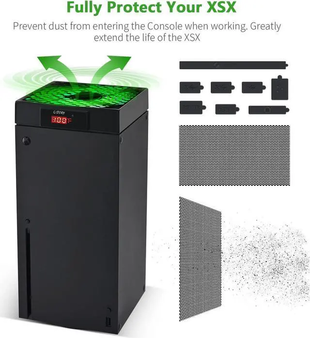 Alt view image 6 of 7 - G-STORY Cooling Fan for Xbox Series X with Automatic Fan Speed Adjustable by Temperature, LED Display, High Performance Cooling, Low Noise, 3 Speed 1500/1750/2000RPM (140MM) with RGB LED