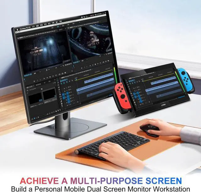 Alt view image 3 of 6 - G-STORY 10.1 Portable Monitor for Switch, 1080P Portable Gaming Monitor IPS Screen with USB Type-C and Randomly Bag, Game Mode, Travel Monitor fo Switch(not Included)