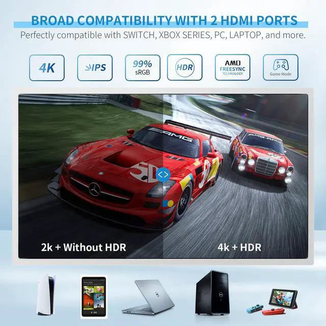 Alt view image 3 of 7 - G-STORY 14" Inch IPS 4k 60Hz Portable Monitor Gaming Display Integrated with PS5 Slim(not Included) 3840×2160 with 2 HDMI Ports,FreeSync,Built-in 2 of Multimedia Stereo Speaker