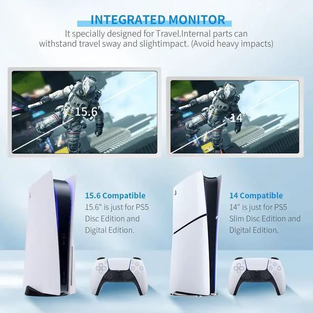 Alt view image 4 of 7 - G-STORY 14" Inch IPS 4k 60Hz Portable Monitor Gaming Display Integrated with PS5 Slim(not Included) 3840×2160 with 2 HDMI Ports,FreeSync,Built-in 2 of Multimedia Stereo Speaker