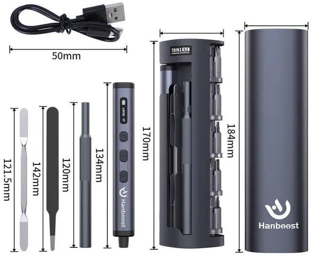 Alt view image 2 of 7 - Hanboost 78 in 1 Precision Electric Screwdriver Set with Rotating Book Spine Storage Box Design for Reparing Laptop, Phone, Camera, Watch, and Drone
