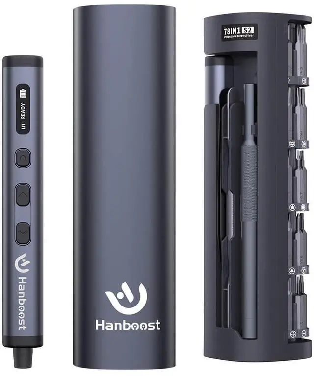 Main image of Hanboost 78 in 1 Precision Electric Screwdriver Set with Rotating Book Spine Storage Box Design for Reparing Laptop, Phone, Camera, Watch, and Drone