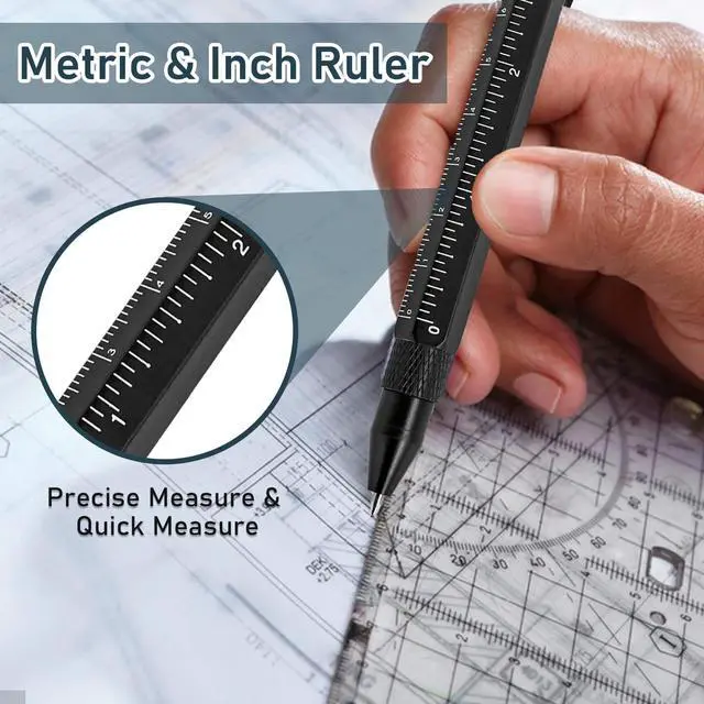 Alt view image 5 of 6 - Hanboost 11 In 1 Multi-Tool EDC Pen with Ruler, Level, Bottle Opener for Handyman