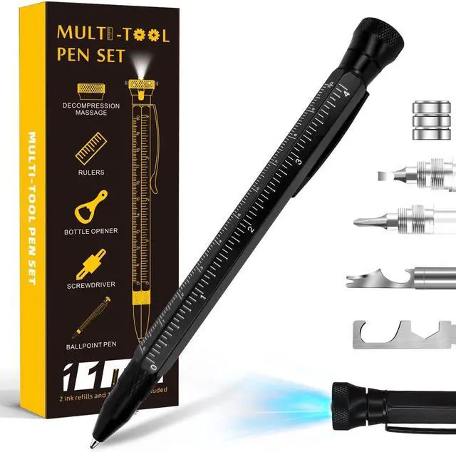 Main image of Hanboost 11 In 1 Multi-Tool EDC Pen with Ruler, Level, Bottle Opener for Handyman