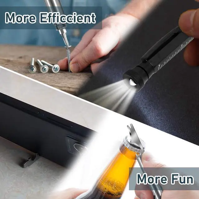 Alt view image 4 of 6 - Hanboost 11 In 1 Multi-Tool EDC Pen with Ruler, Level, Bottle Opener for Handyman