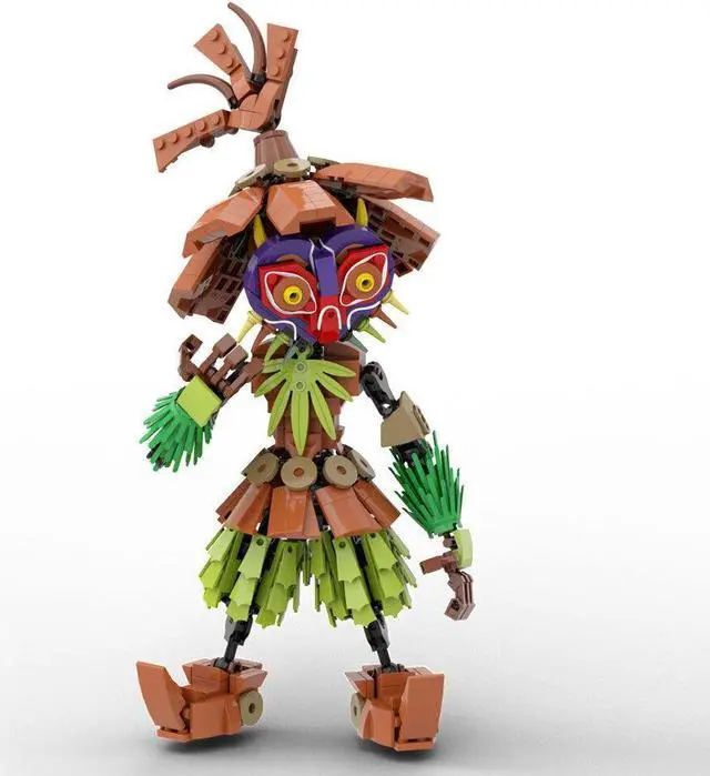 Alt view image 2 of 7 - ZITIANYOUBUILD Skull Kid with Birdlike Face and Straw Clothes 638 Pieces MOC