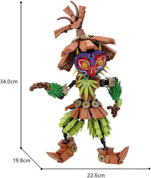 Alt view image 6 of 7 - ZITIANYOUBUILD Skull Kid with Birdlike Face and Straw Clothes 638 Pieces MOC