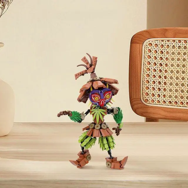 Alt view image 7 of 7 - ZITIANYOUBUILD Skull Kid with Birdlike Face and Straw Clothes 638 Pieces MOC