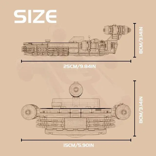 Alt view image 6 of 7 - ZITIANYOUBUILD SoroSuub Landspeeder Model 300 Pieces Building Toys Sets and Packs MOC