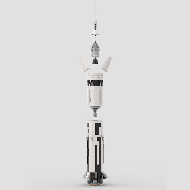 Alt view image 4 of 7 - ZITIANYOUBUILD Saturn IB Manned Launch Vehicle 891 Piece for 21309 Alternative MOC