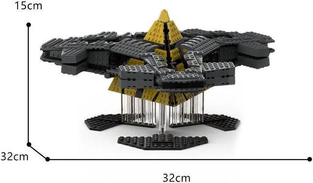Alt view image 2 of 5 - ZITIANYOUBUILD BuilMoc Goa'uld Ha'tak Aircraft Carrier Model with Base 686 Pieces MOC